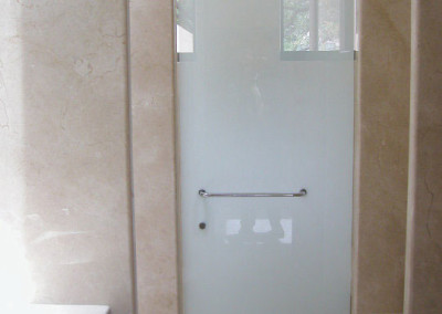 White glass shower